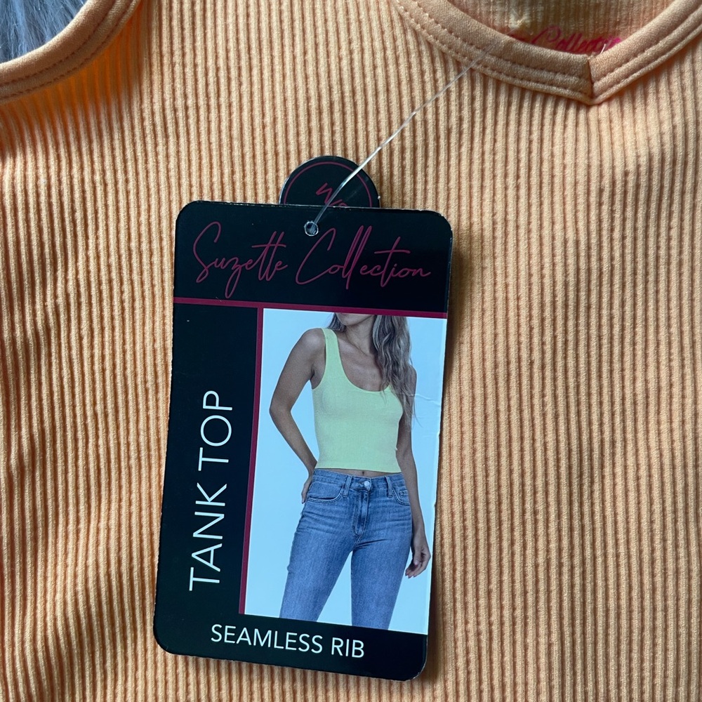 ☀️Orange Ribbed Tank Top - Picture 2 of 6